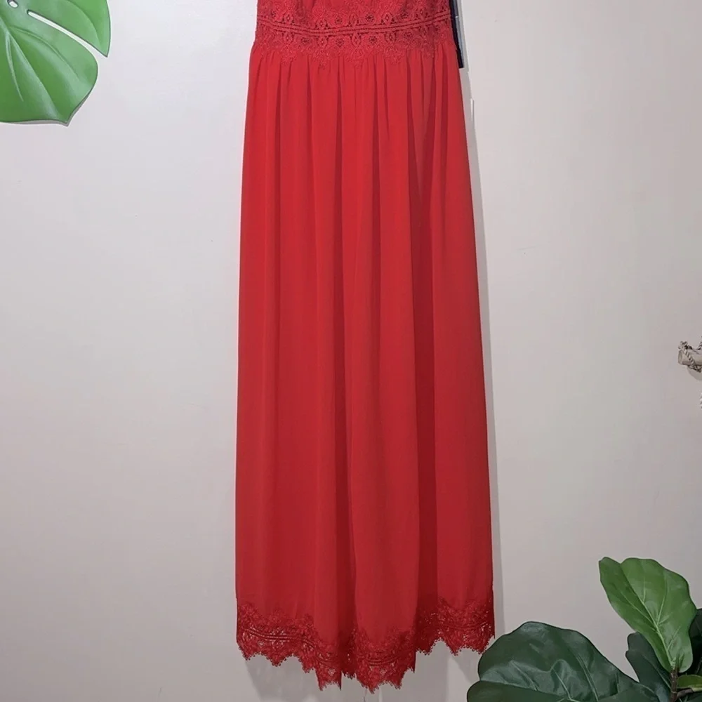 Lulus Sunny Day Dream Red Lace Culotte Jumpsuit Sz. Small - Picture 10 of 12